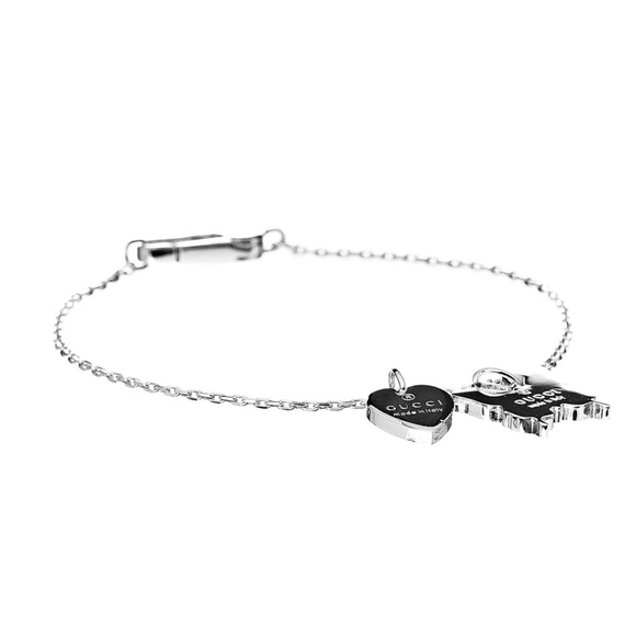 Gucci Heart & Butterfly Silver Logo Charm Bracelet - Picture 6 of 16